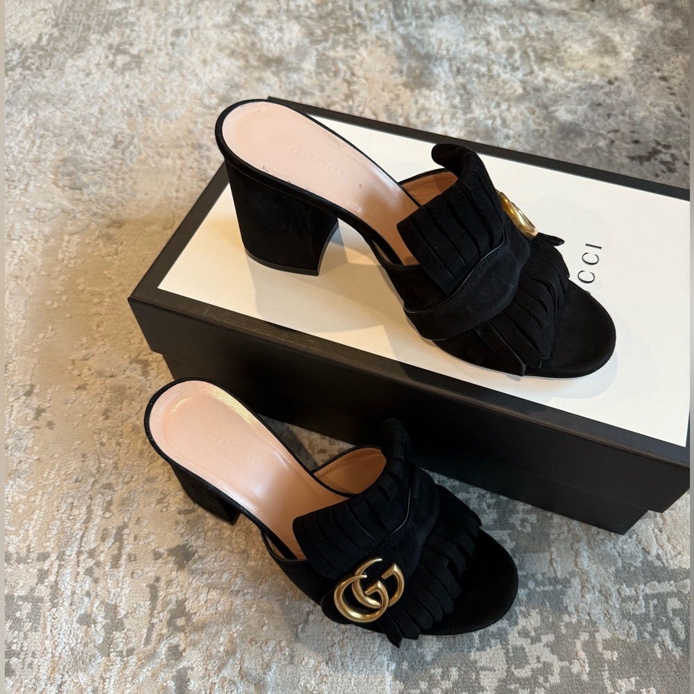 Gucci Kid Scamosciato Slide Sandals size 37.5 - Picture 2 of 10